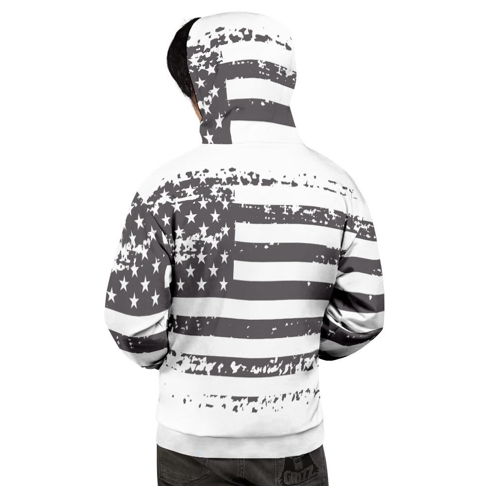 American Flag White And Black Print Men's Hoodie-grizzshop