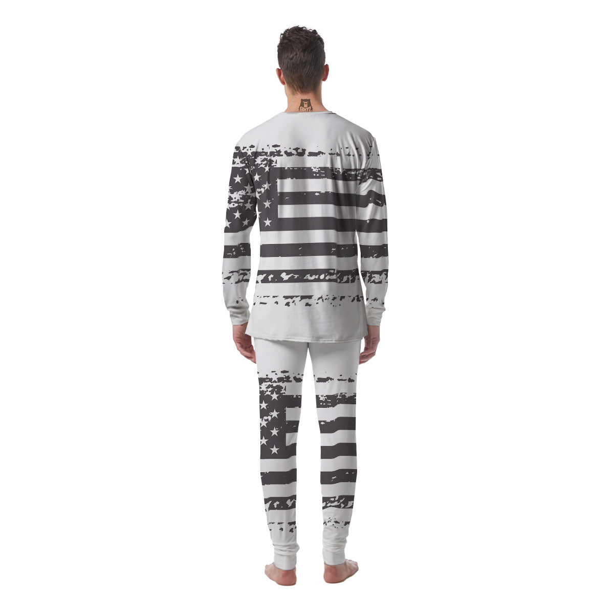 American Flag White And Black Print Men's Pajamas-grizzshop