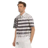 American Flag White And Black Print Men's Short Sleeve Shirts-grizzshop