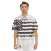 American Flag White And Black Print Men's Short Sleeve Shirts-grizzshop