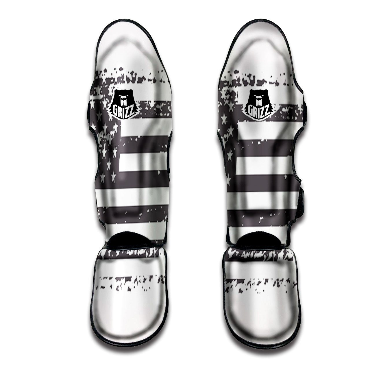 American Flag White And Black Print Muay Thai Shin Guards-grizzshop