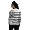 American Flag White And Black Print Women's Bomber Jacket-grizzshop