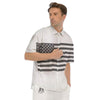 American Flag White And Grey Print Men's Short Sleeve Shirts-grizzshop