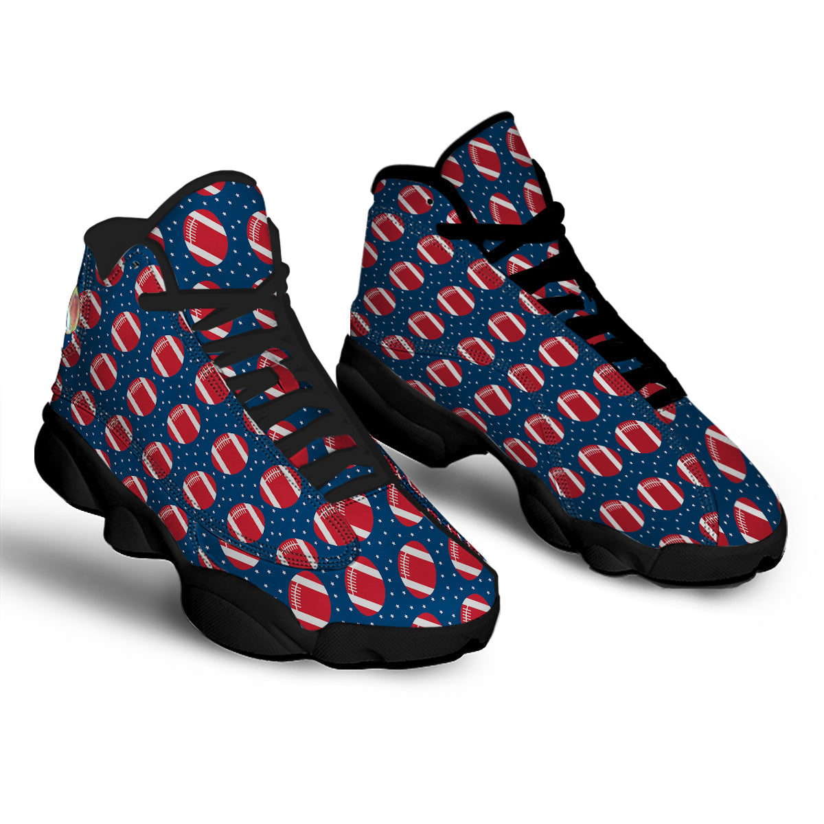 American Football Ball Print Pattern Black Basketball Shoes-grizzshop