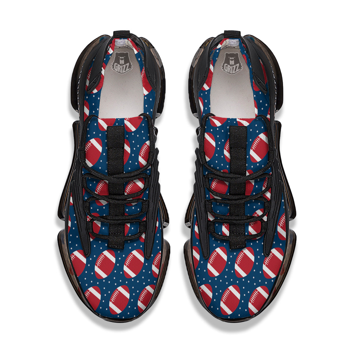American Football Ball Print Pattern Black Gym Shoes-grizzshop