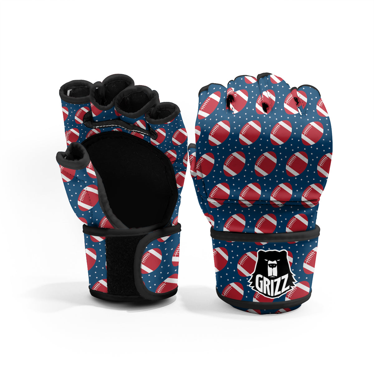 American Football Ball Print Pattern MMA Gloves-grizzshop