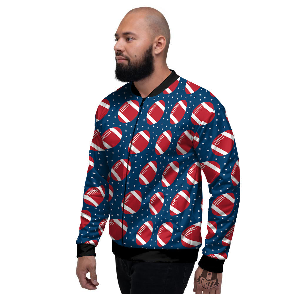 American Football Ball Print Pattern Men's Bomber Jacket-grizzshop