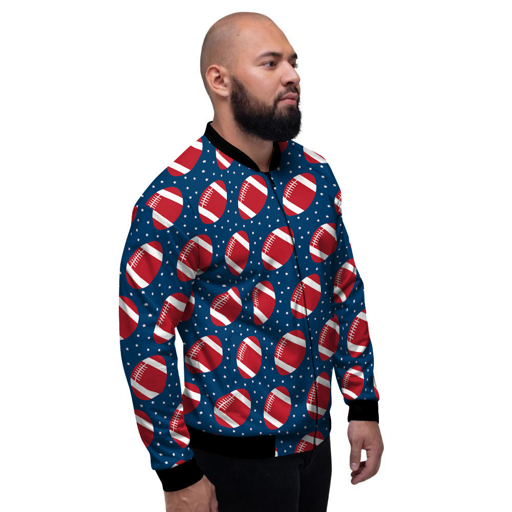 American Football Ball Print Pattern Men's Bomber Jacket-grizzshop