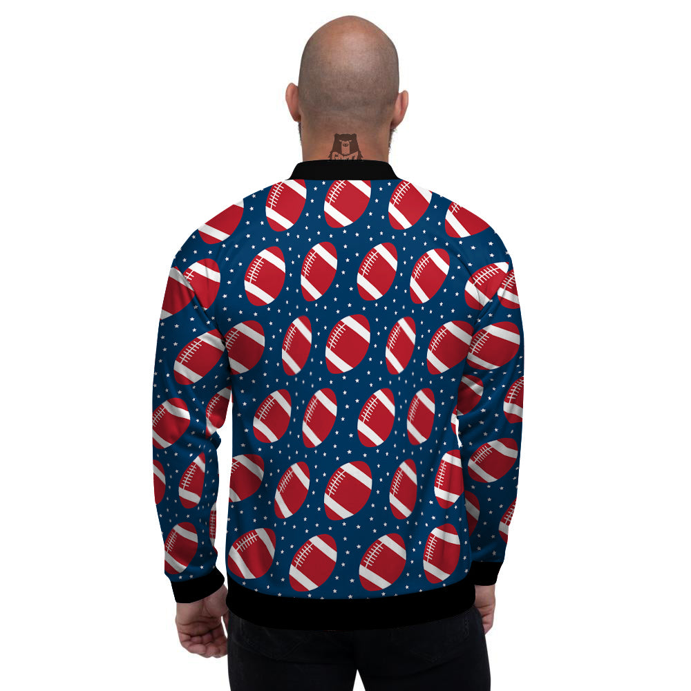 American Football Ball Print Pattern Men's Bomber Jacket-grizzshop