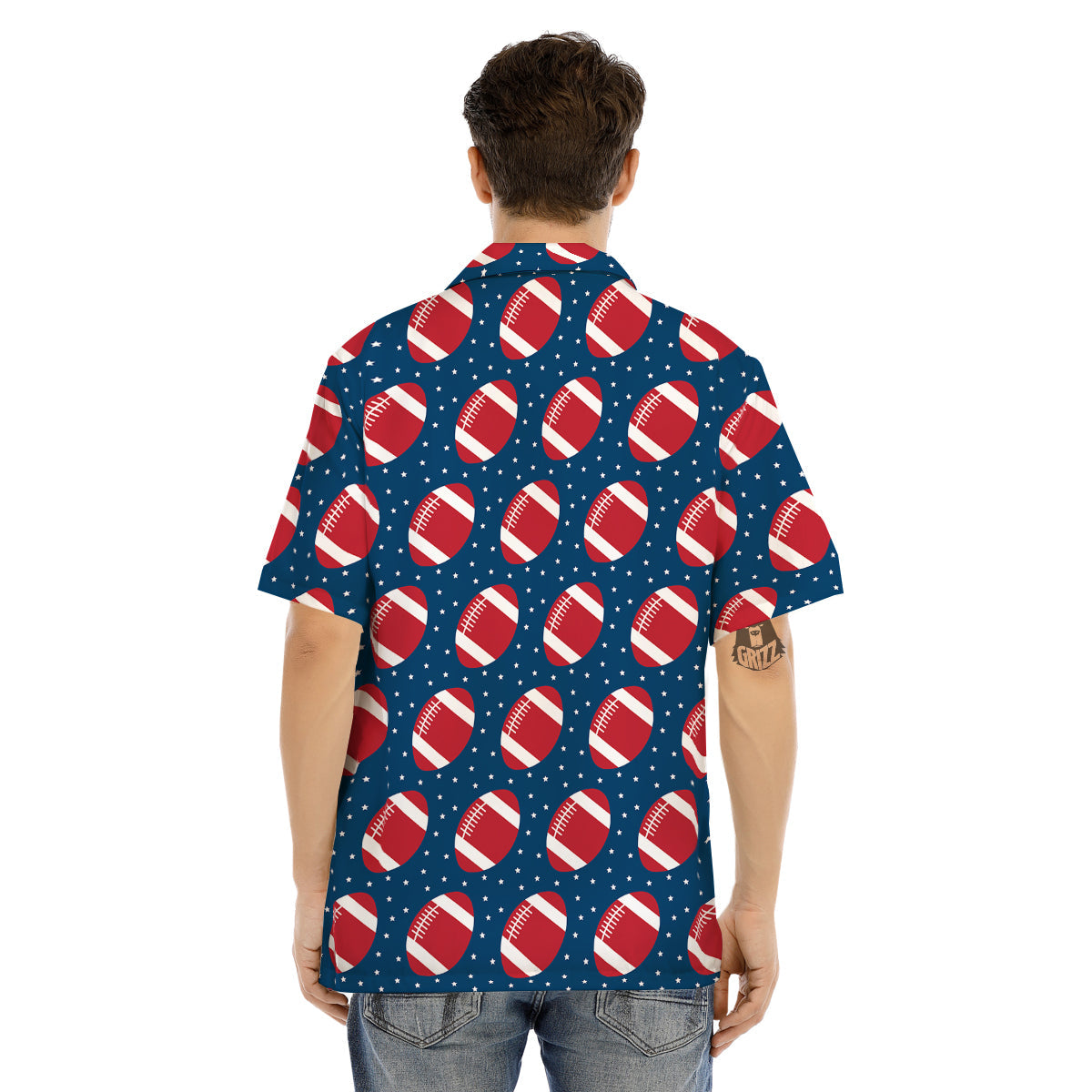 American Football Ball Print Pattern Men's Hawaiian Shirt-grizzshop