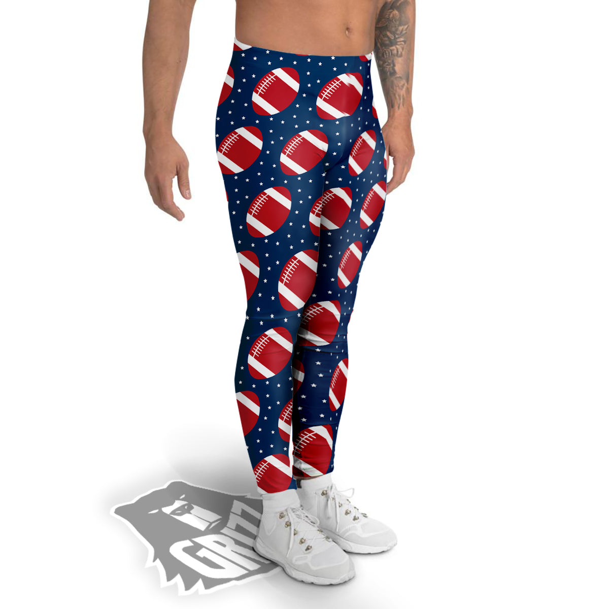 American Football Ball Print Pattern Men's Leggings-grizzshop