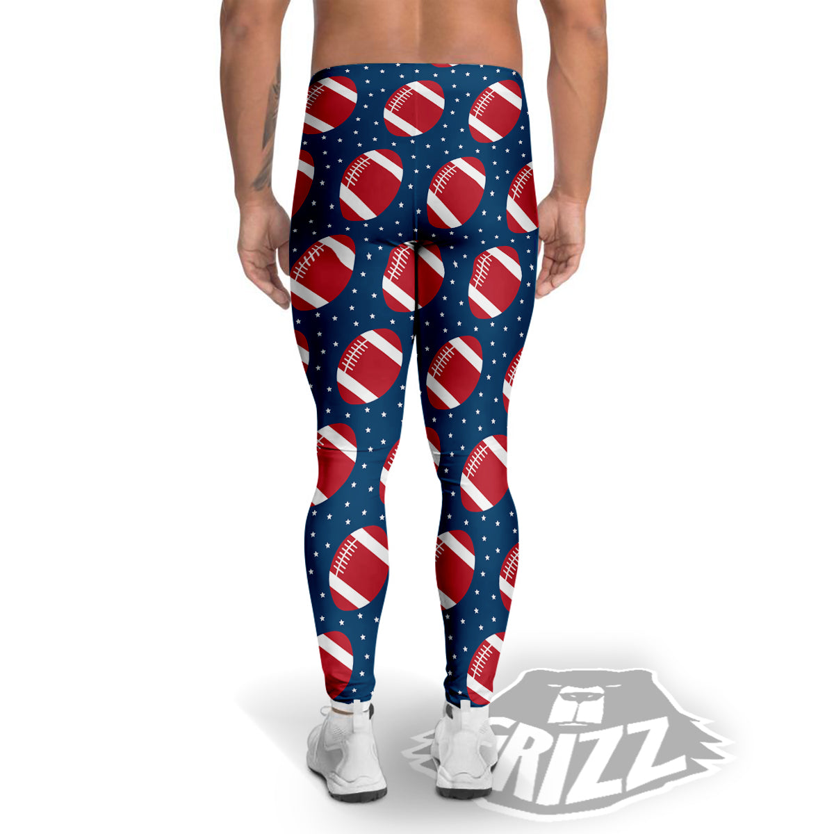 American Football Ball Print Pattern Men's Leggings-grizzshop