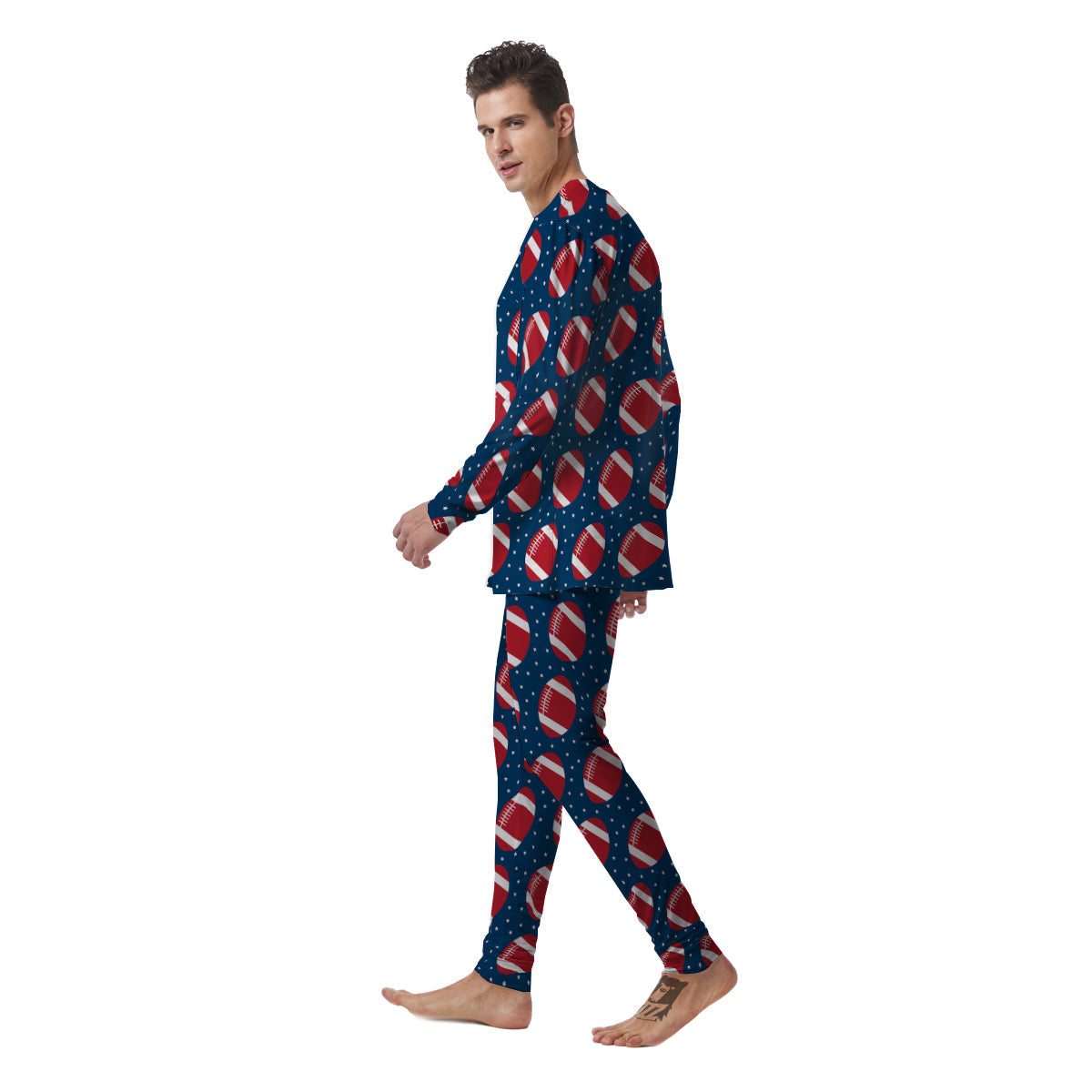 American Football Ball Print Pattern Men's Pajamas-grizzshop