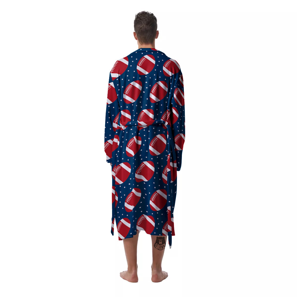 American Football Ball Print Pattern Men's Robe-grizzshop