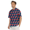 American Football Ball Print Pattern Men's Short Sleeve Shirts-grizzshop