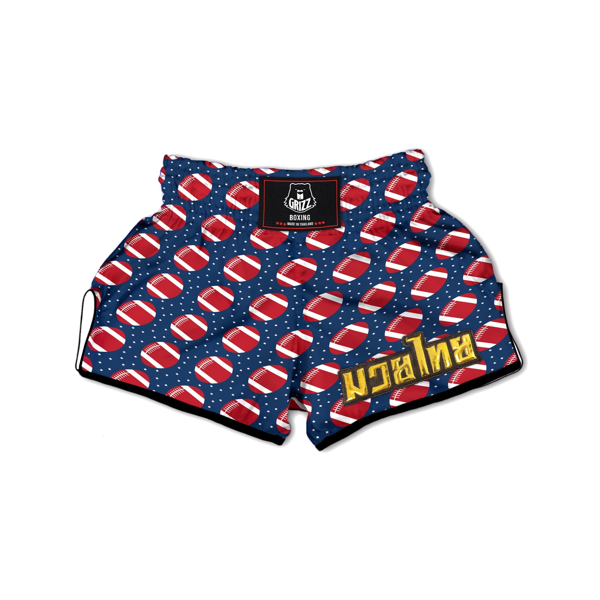 American Football Ball Print Pattern Muay Thai Boxing Shorts-grizzshop