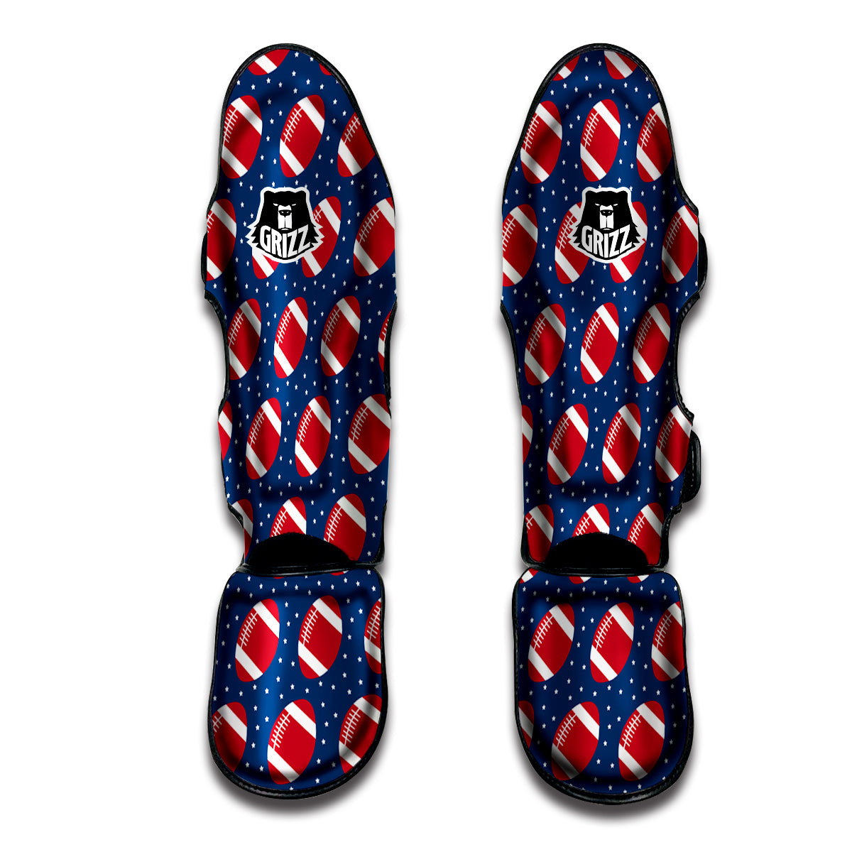 American Football Ball Print Pattern Muay Thai Shin Guards-grizzshop