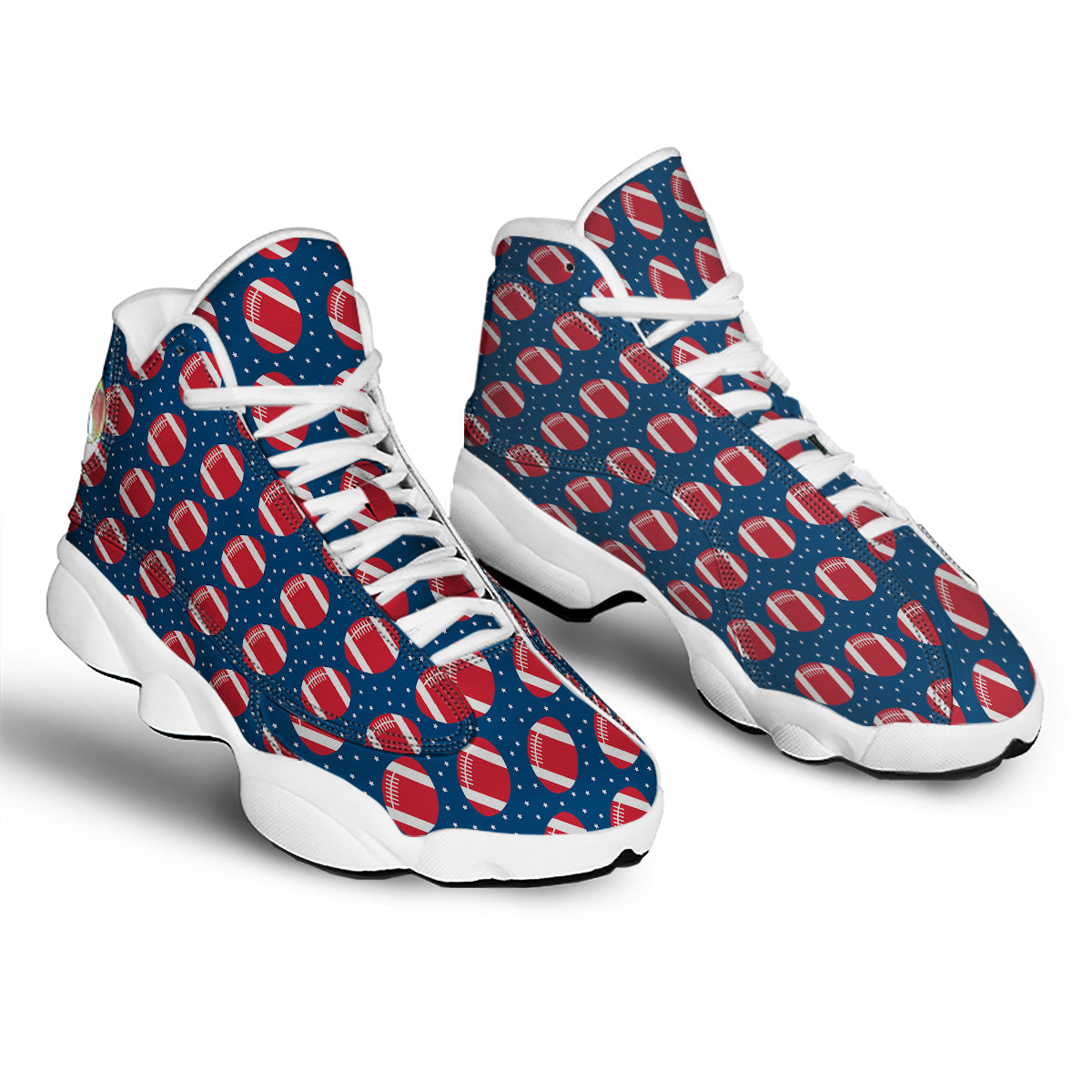 American Football Ball Print Pattern White Basketball Shoes-grizzshop