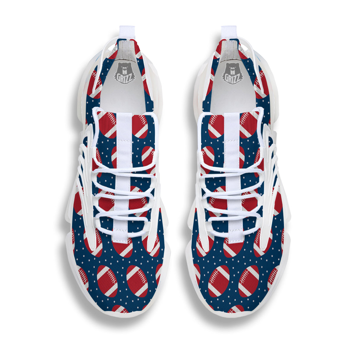 American Football Ball Print Pattern White Gym Shoes-grizzshop