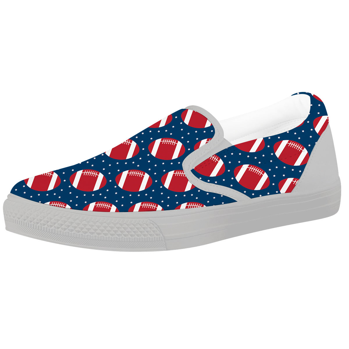 American Football Ball Print Pattern White Slip On Shoes-grizzshop