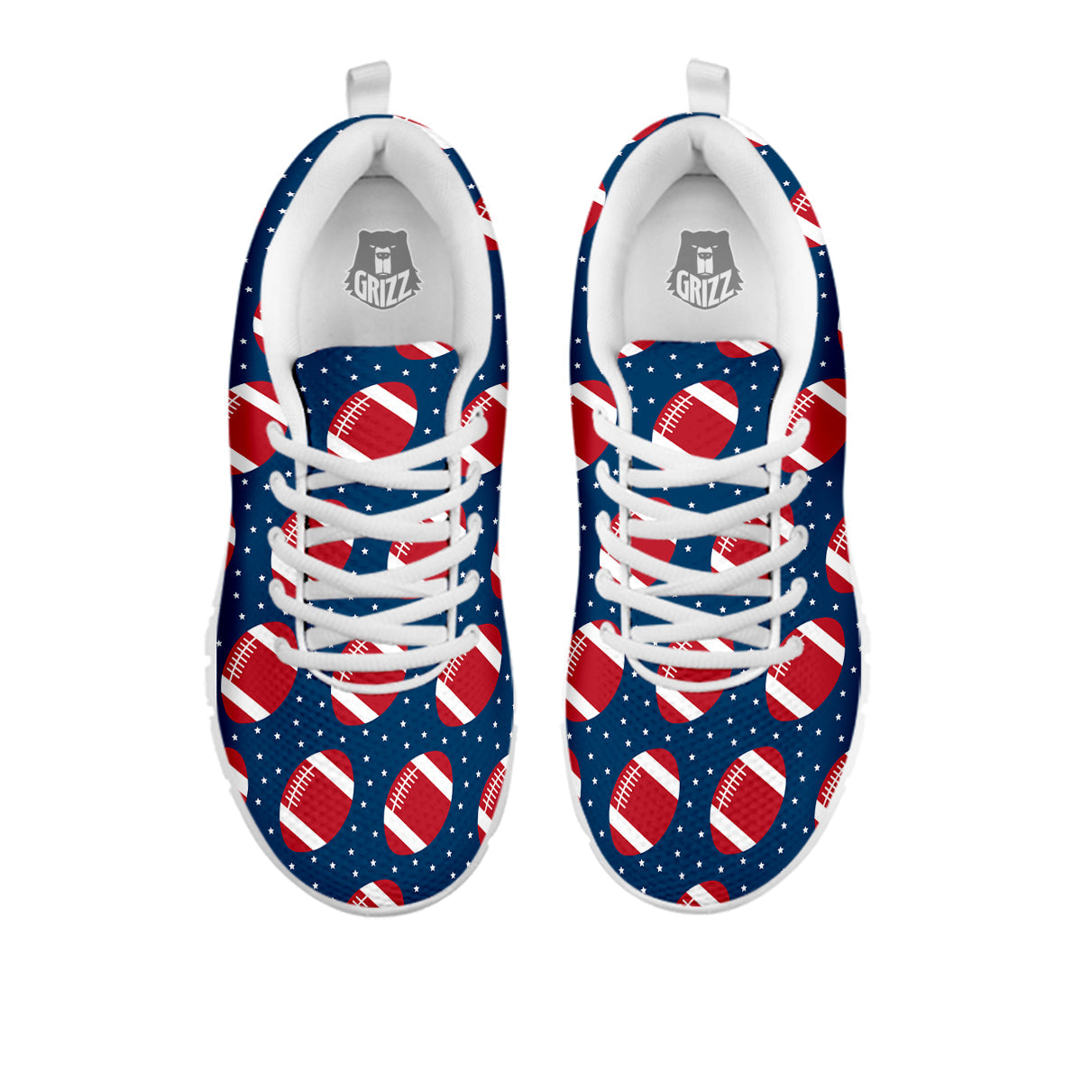 American Football Ball Print Pattern White Sneaker-grizzshop