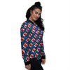 American Football Ball Print Pattern Women's Bomber Jacket-grizzshop