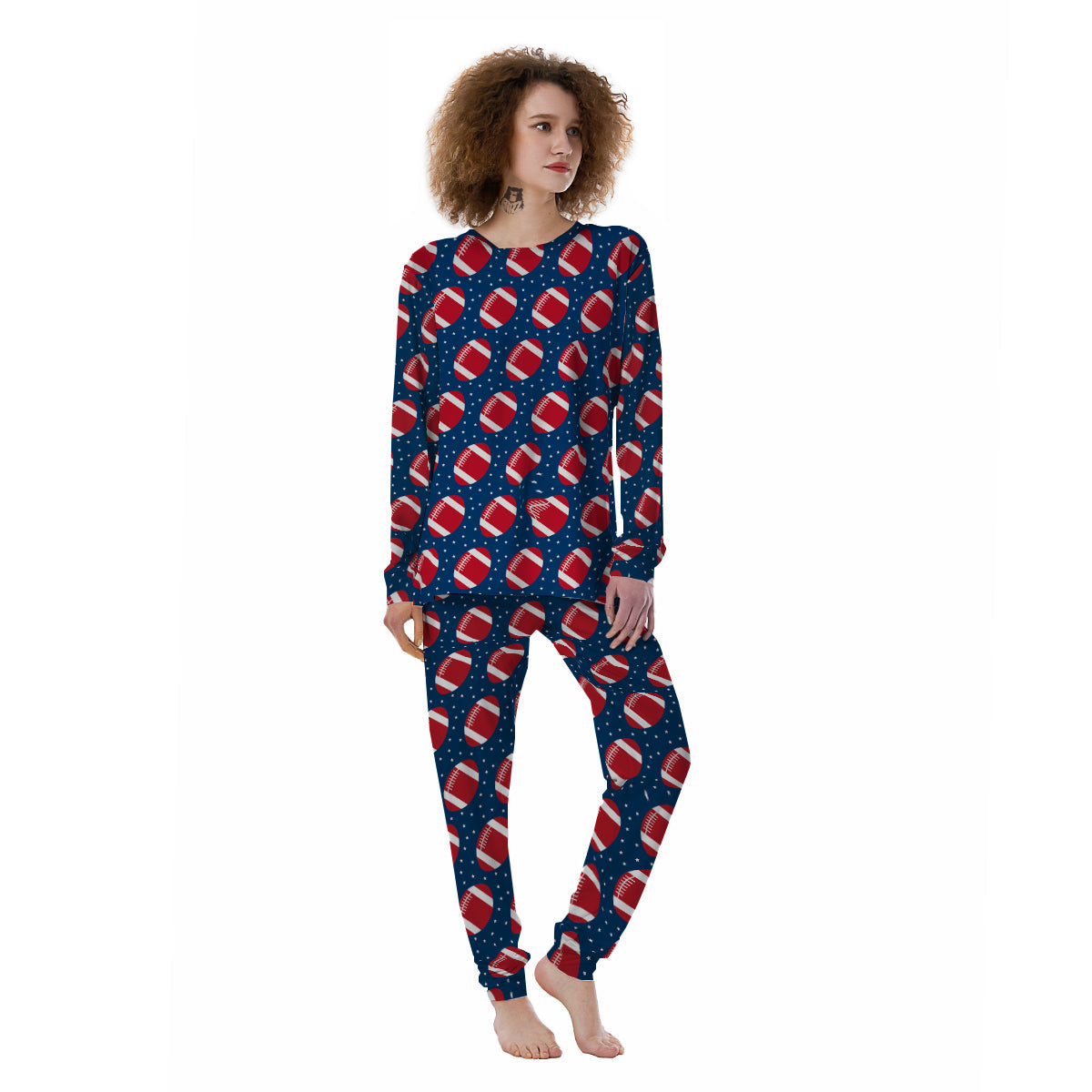 American Football Ball Print Pattern Women's Pajamas-grizzshop