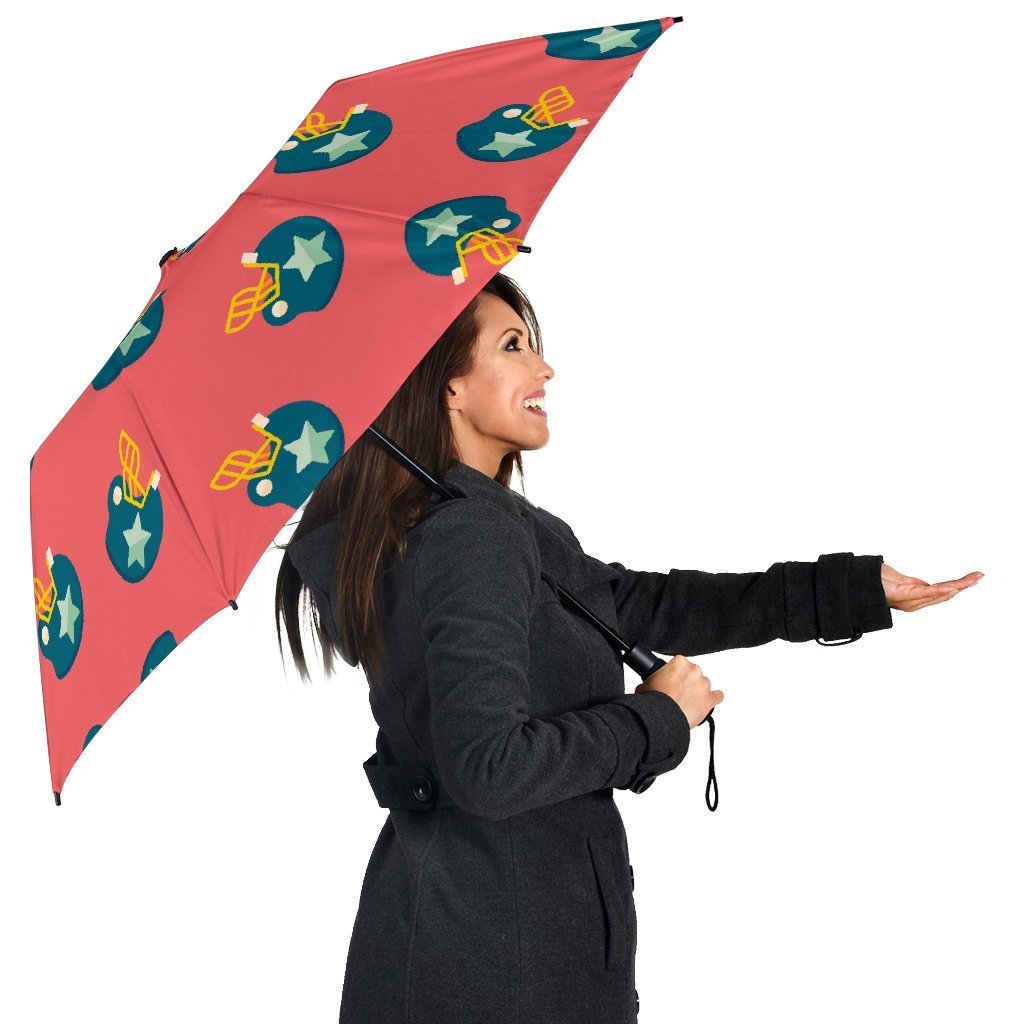American Football Pattern Print Automatic Foldable Umbrella-grizzshop