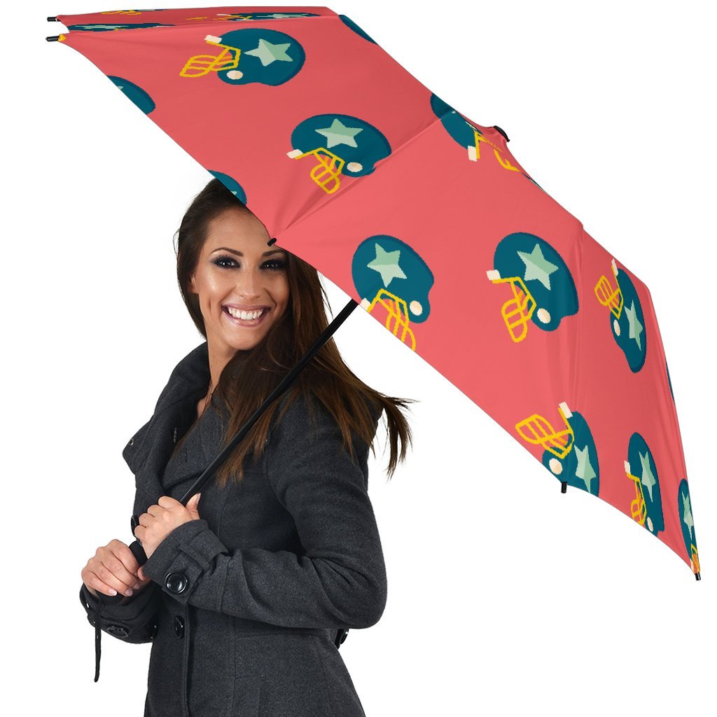 American Football Pattern Print Automatic Foldable Umbrella-grizzshop