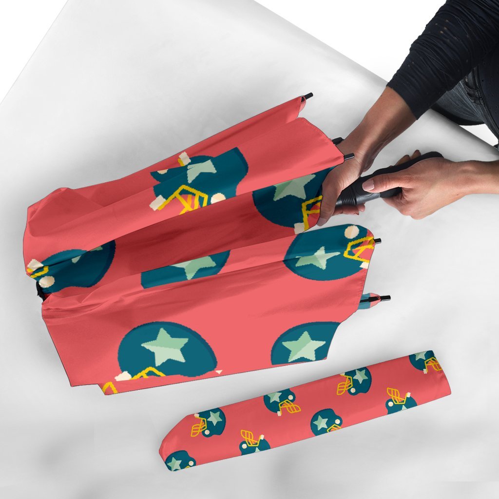American Football Pattern Print Automatic Foldable Umbrella-grizzshop