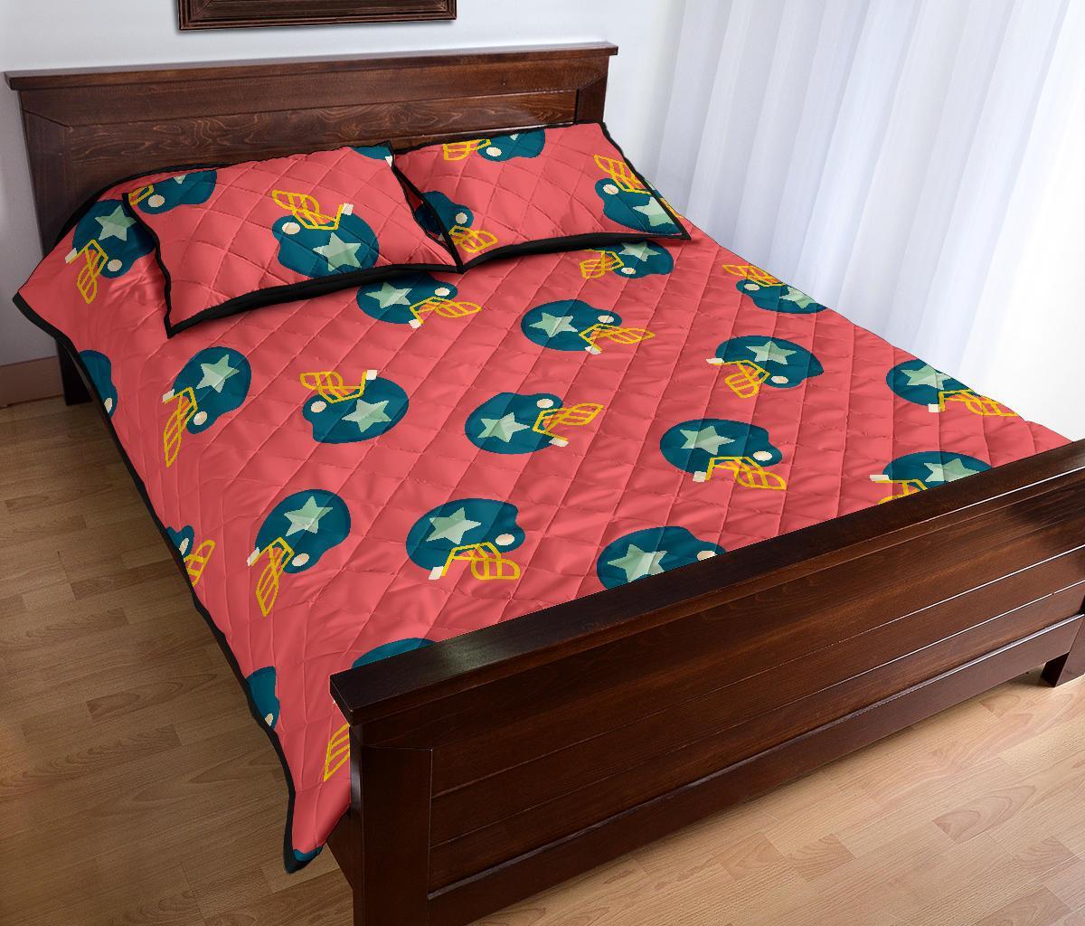 American Football Pattern Print Bed Set Quilt-grizzshop