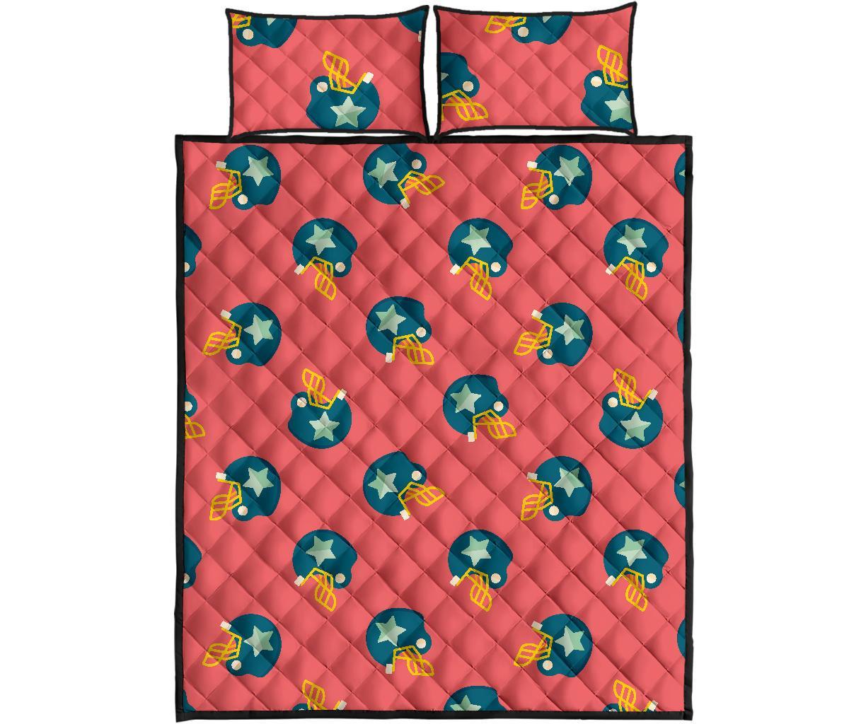 American Football Pattern Print Bed Set Quilt-grizzshop