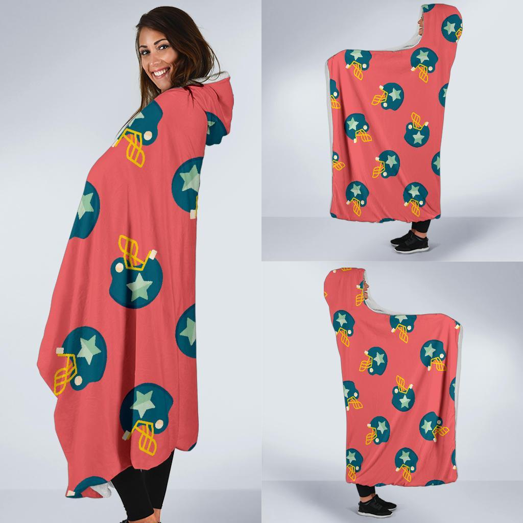 American Football Pattern Print Hooded Blanket-grizzshop