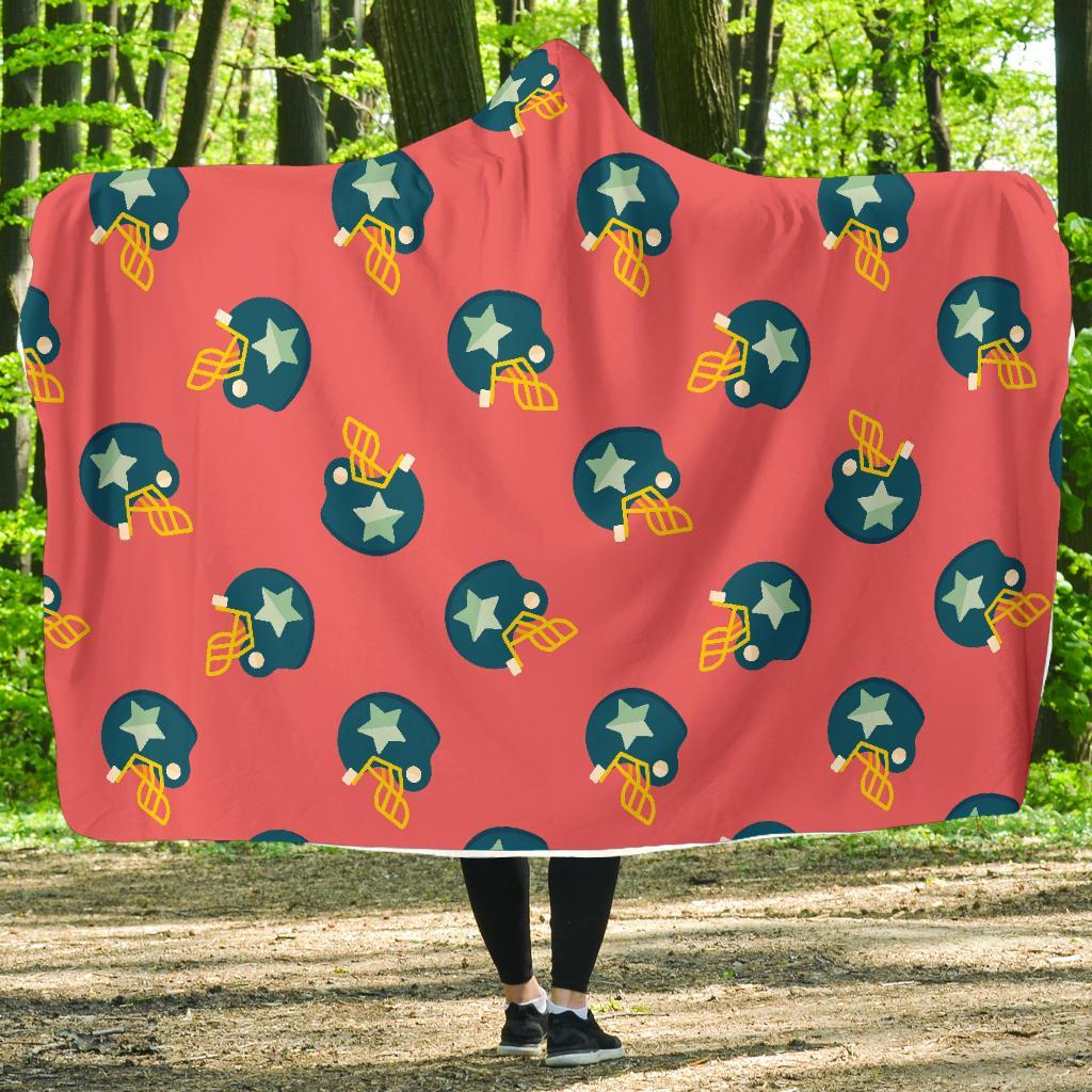 American Football Pattern Print Hooded Blanket-grizzshop