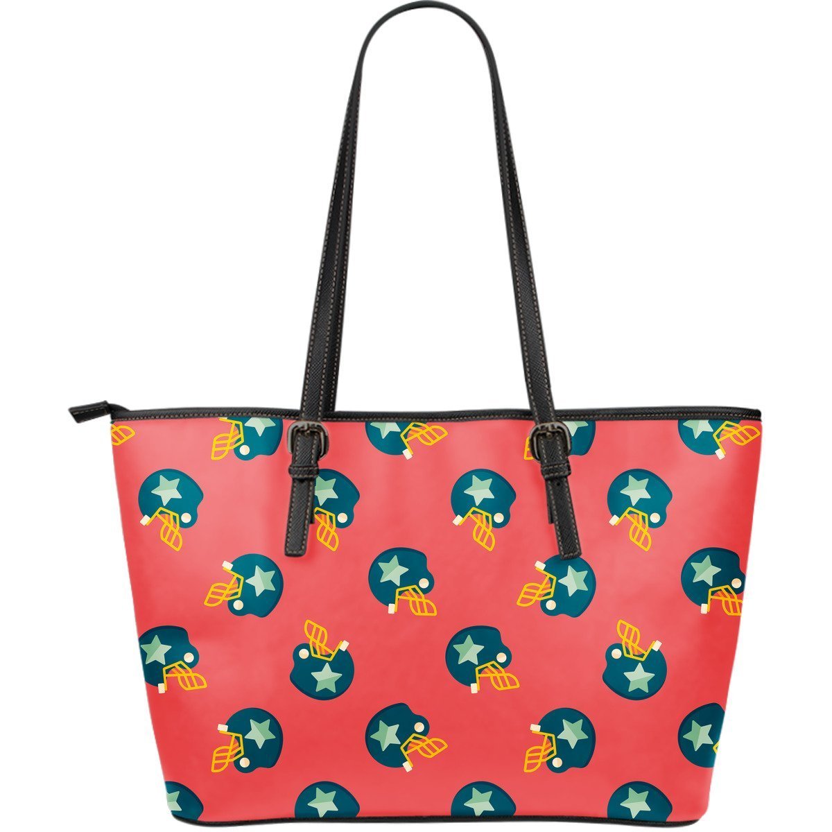 American Football Pattern Print Leather Tote Bag-grizzshop