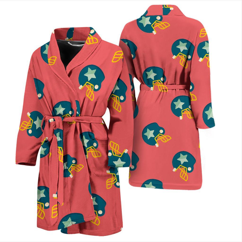 American Football Pattern Print Men Long Robe-grizzshop