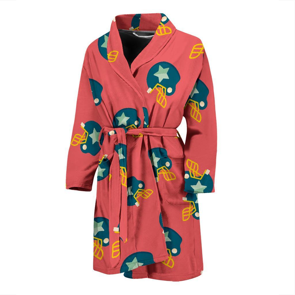 American Football Pattern Print Men Long Robe-grizzshop