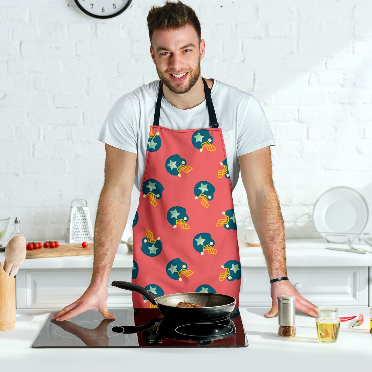 American Football Pattern Print Men's Apron-grizzshop