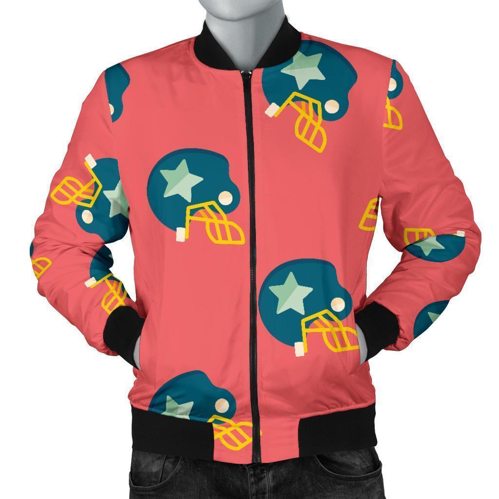 American Football Pattern Print Men's Bomber Jacket-grizzshop