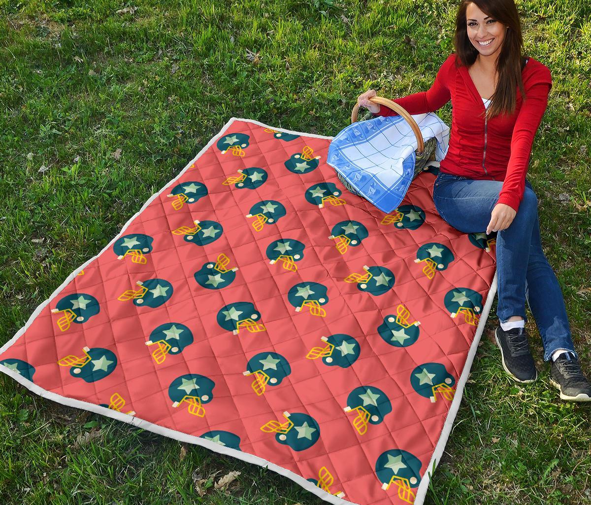 American Football Pattern Print Quilt-grizzshop