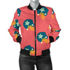 American Football Pattern Print Women Casual Bomber Jacket-grizzshop