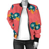 American Football Pattern Print Women Casual Bomber Jacket-grizzshop