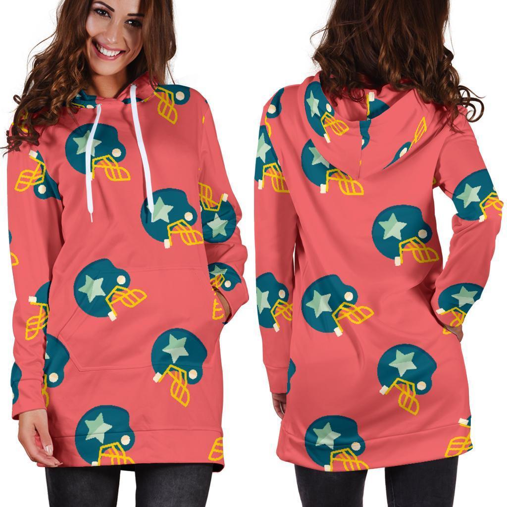 American Football Pattern Print Women Hoodie Dress-grizzshop