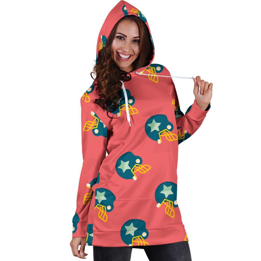 American Football Pattern Print Women Hoodie Dress-grizzshop