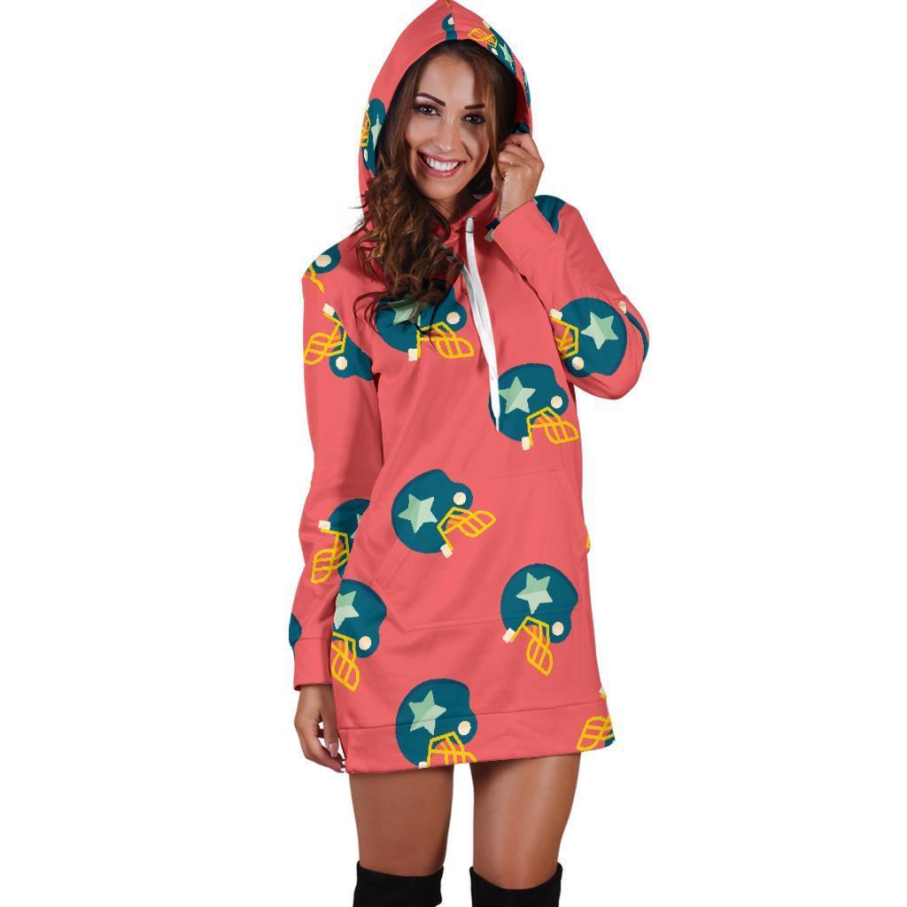 American Football Pattern Print Women Hoodie Dress-grizzshop