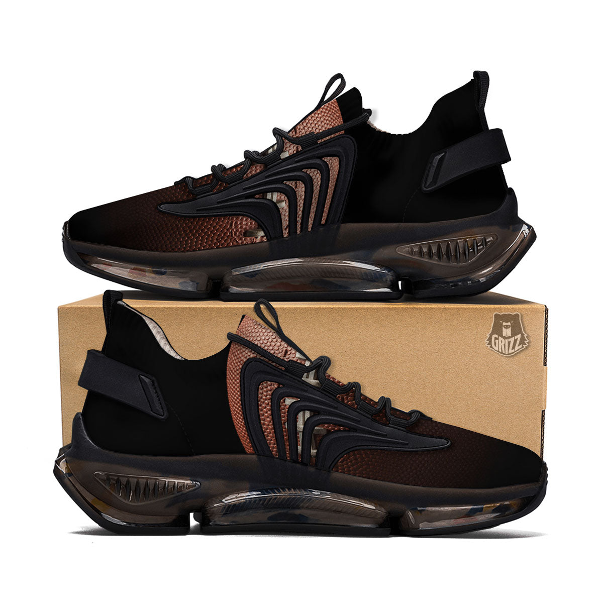 American Football Print Ball Black Gym Shoes-grizzshop