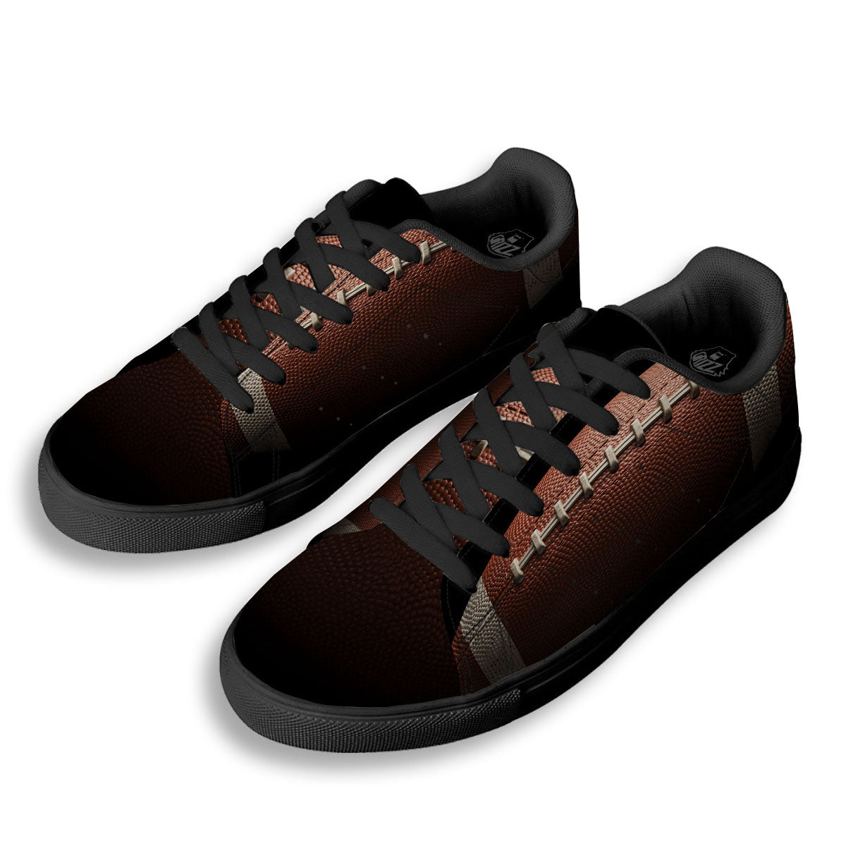 American Football Print Ball Black Low Top Sneakers-grizzshop