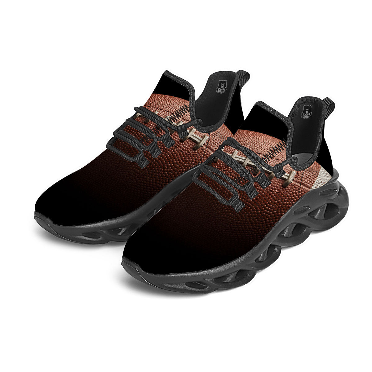 American Football Print Ball Black Running Shoes-grizzshop