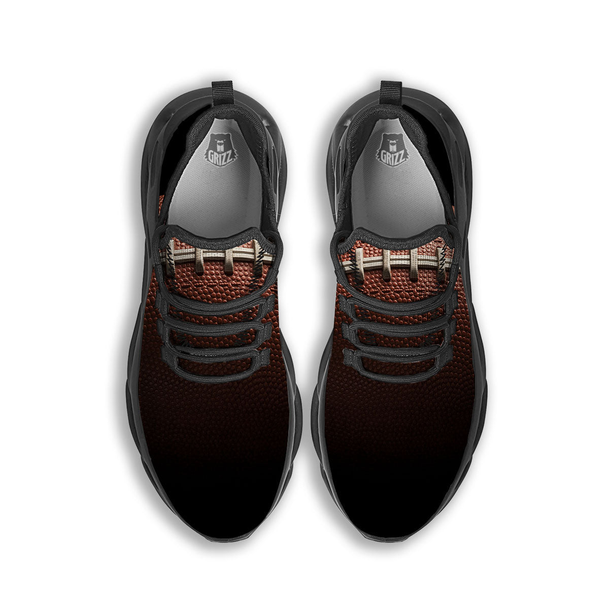American Football Print Ball Black Running Shoes-grizzshop