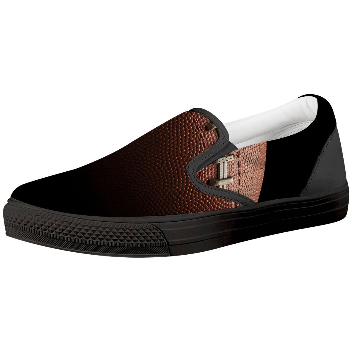 American Football Print Ball Black Slip On Shoes-grizzshop